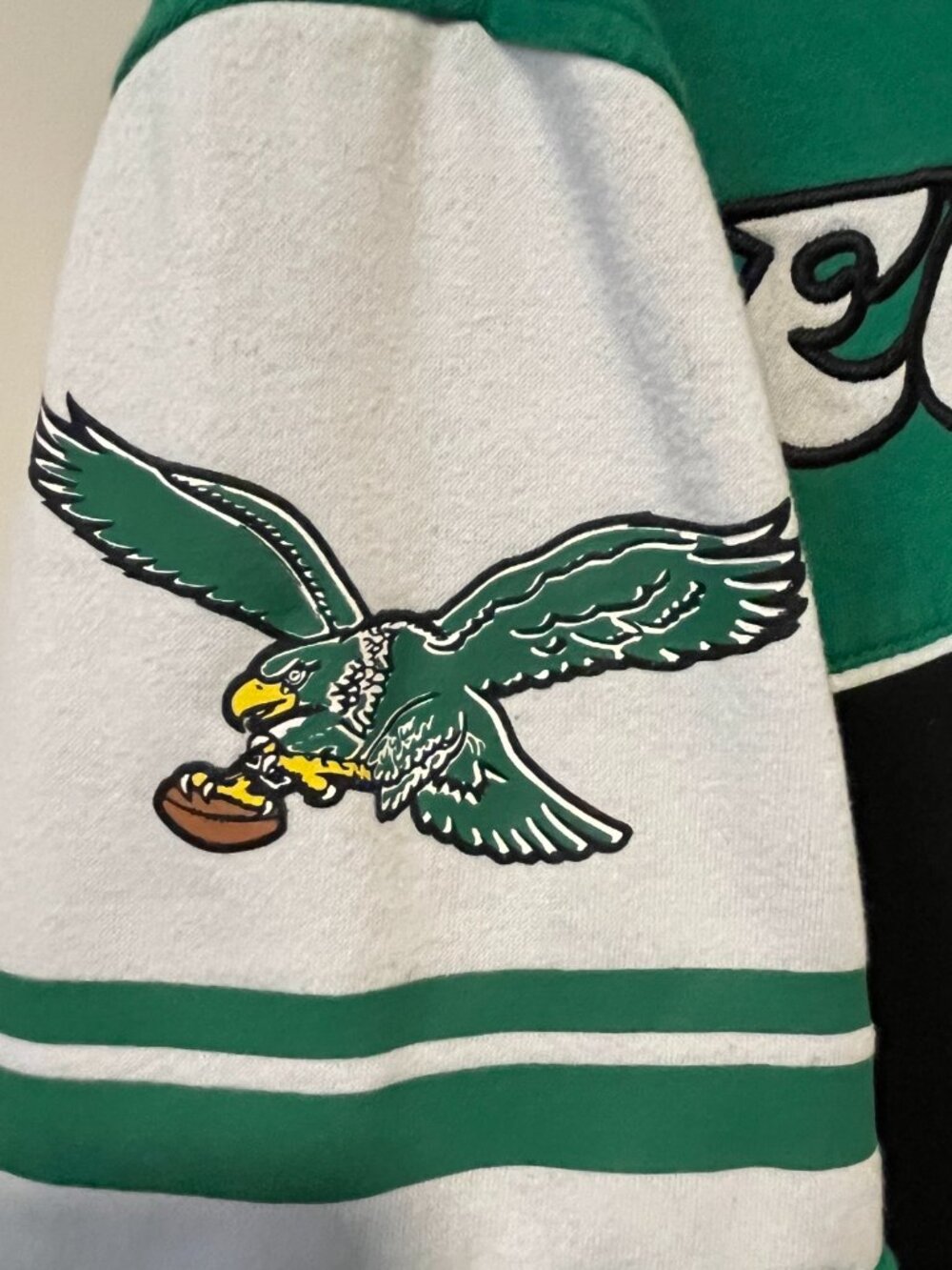 Mitchell & Ness Philadelphia Eagles NFL Hoodie Sweatshirt Throwbacks Green Black - Picture 4 of 13